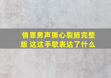 情罪男声撕心裂肺完整版 这这手歌表达了什么